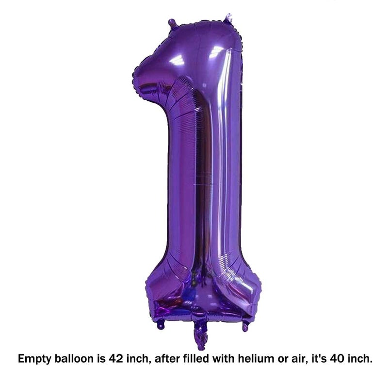 MoMo Balloon 40 Inch Jumbo Purple Number 1 Balloon Giant Balloons Prom Balloons Helium Foil Mylar Huge Number Balloons for Birthday Party Decorations/Wedding/Anniversary - Image 2